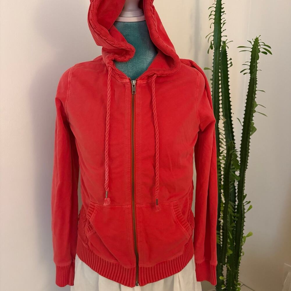 Cable Knit Coral Cotton Hoodie Zip up Coastal Granddaughter preppy lucky lotus